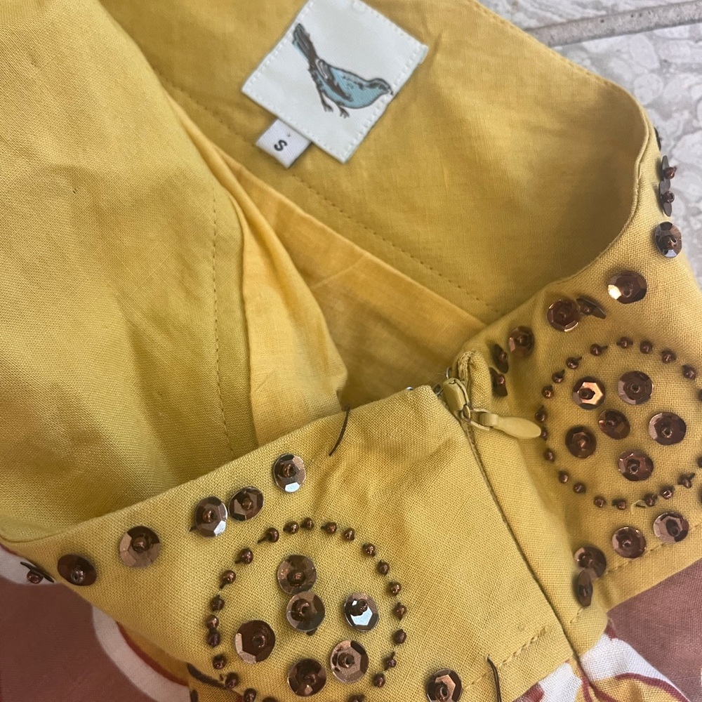 Anthropologie Beaded Bohemian Skirt in Brown and Yellow, size small - Picture 3 of 8